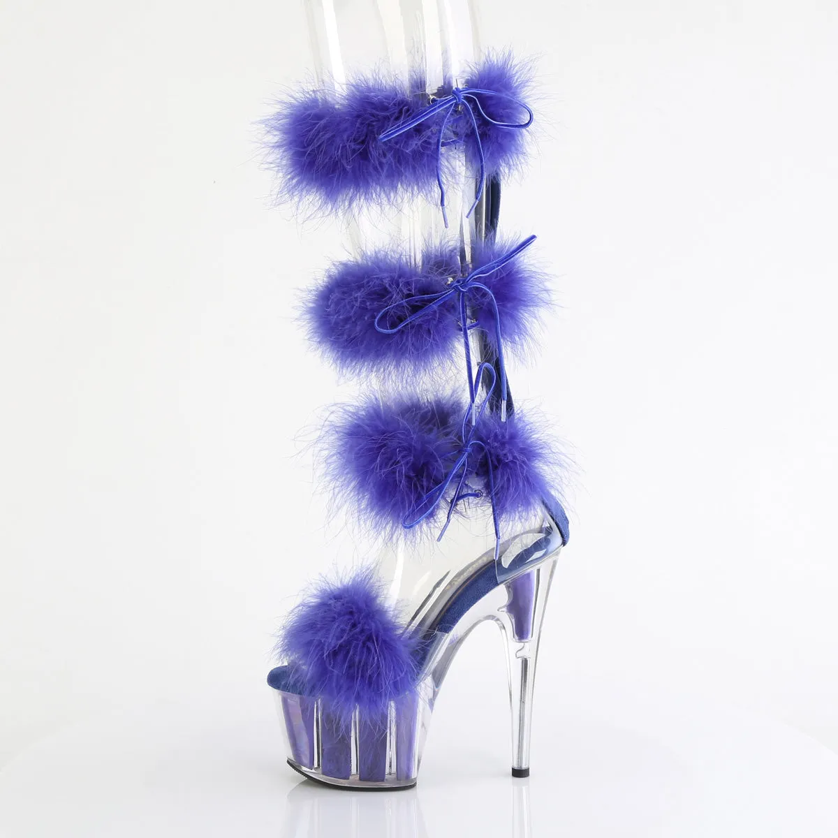 7 Inch Heel ADORE-728F Clear Royal Blue Fur