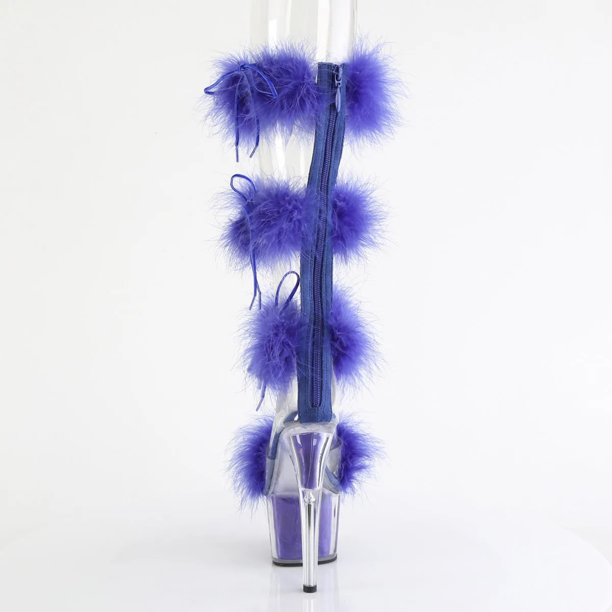 7 Inch Heel ADORE-728F Clear Royal Blue Fur