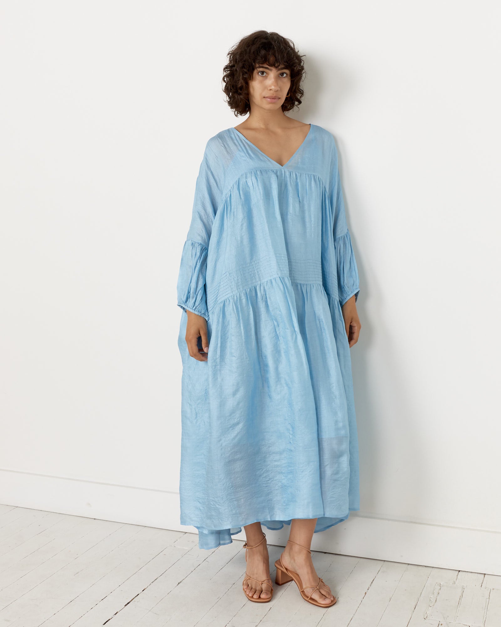 Airi Tussar Maxi Dress in Summer Storm