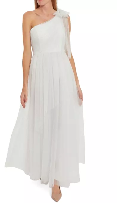 Akira Spot Tulle Maxi Dress White