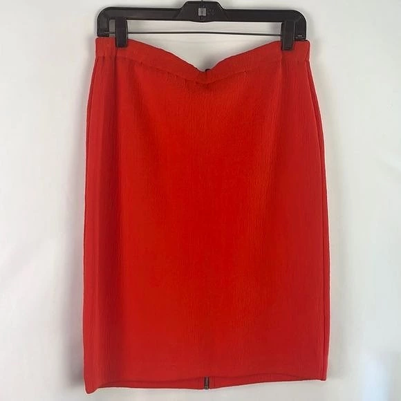 AlexanderMcQueenRed Black Trim Zip Pencil Skirt