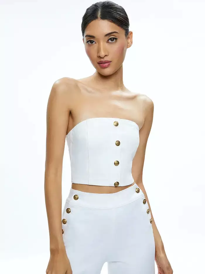 Alice + Olivia - Mel Denim Button Up Bustier - Off White