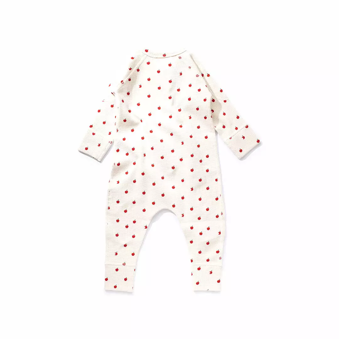 Apple Waffle Zip Romper