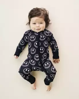 Bamboo Zip Romper | Electric Smiley