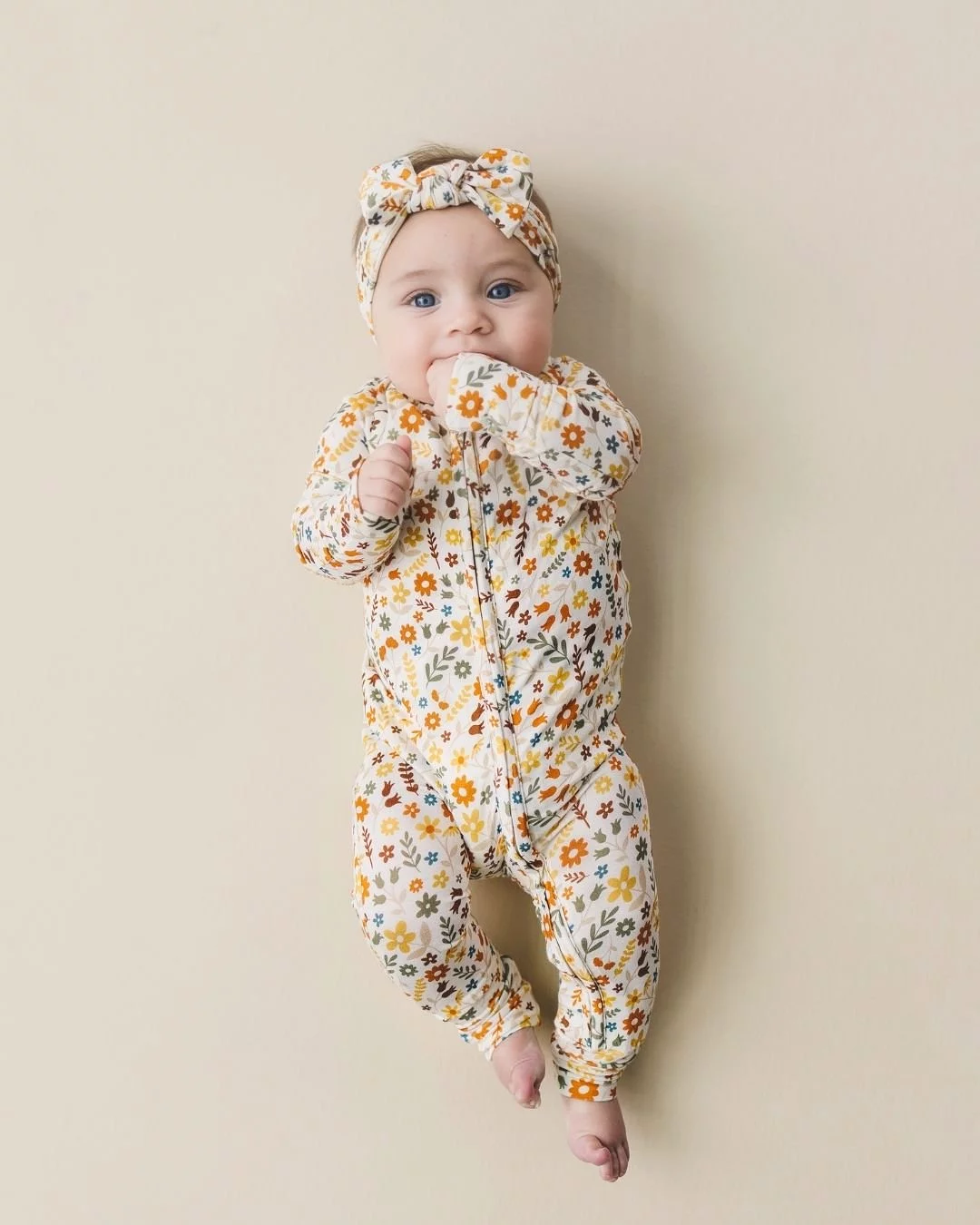 Bamboo Zip Romper | Fall Flowers