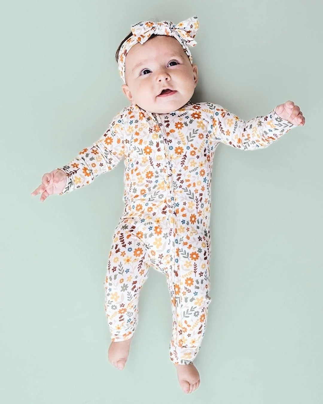 Bamboo Zip Romper | Fall Flowers