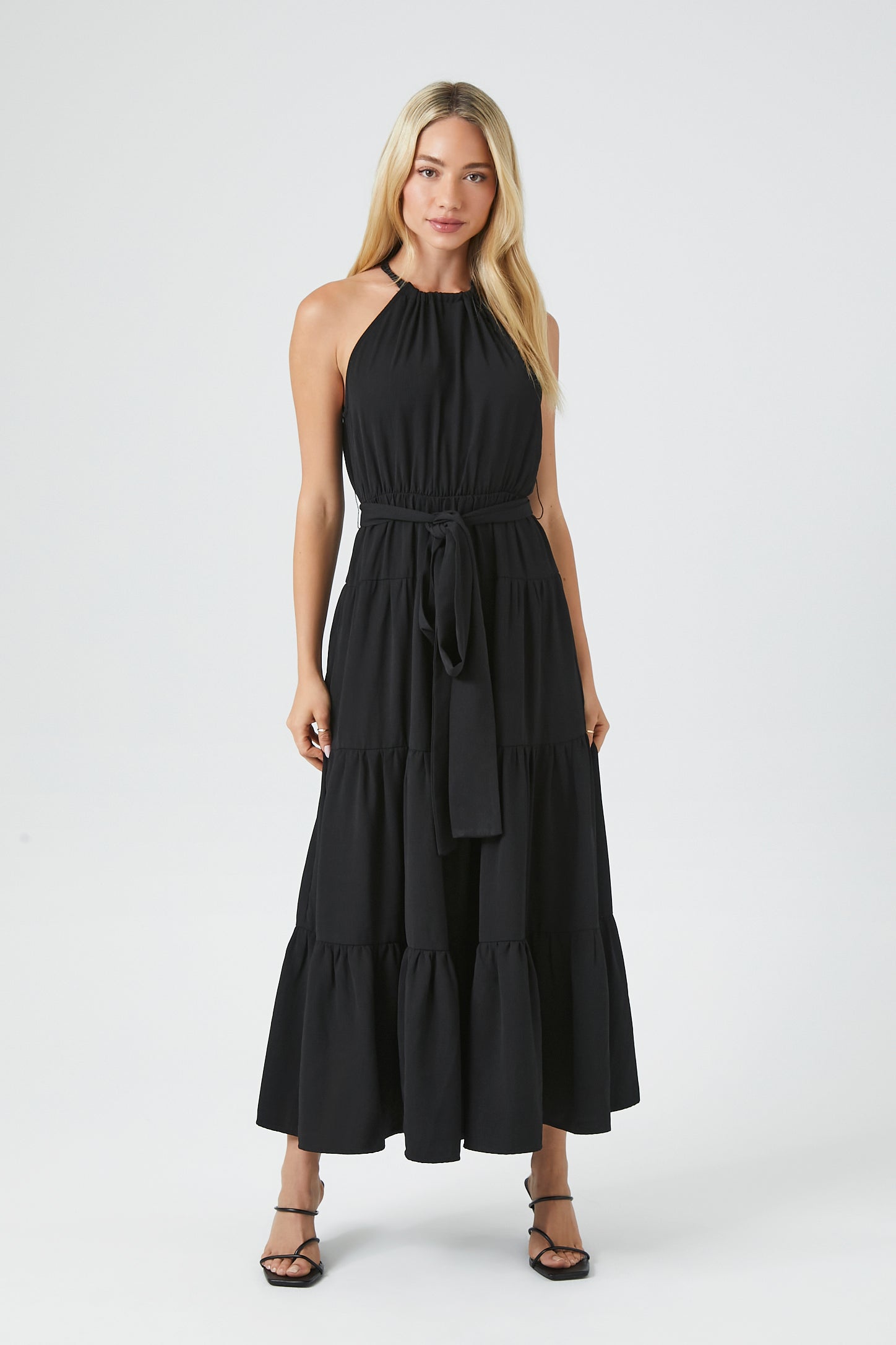 Belted Halter Maxi Dress