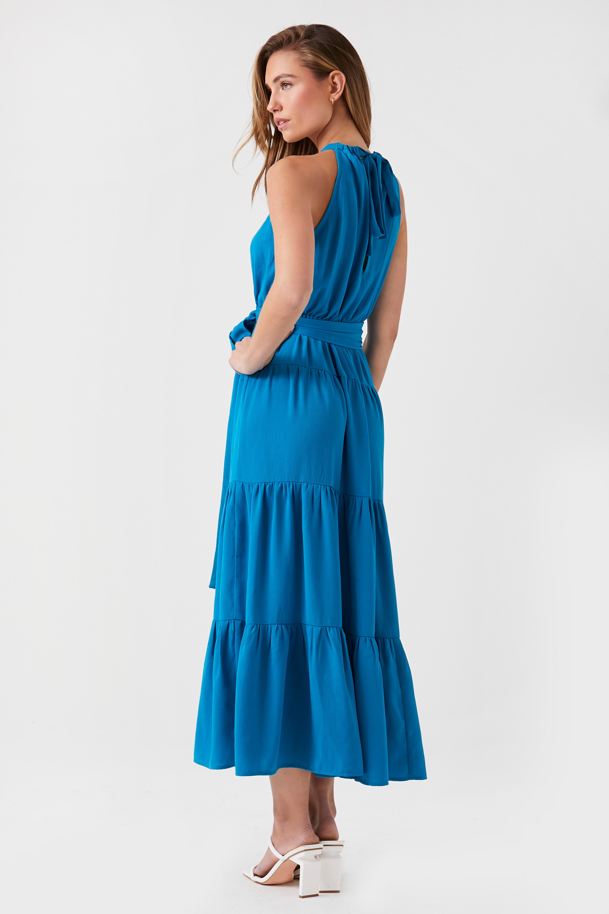 Belted Halter Maxi Dress