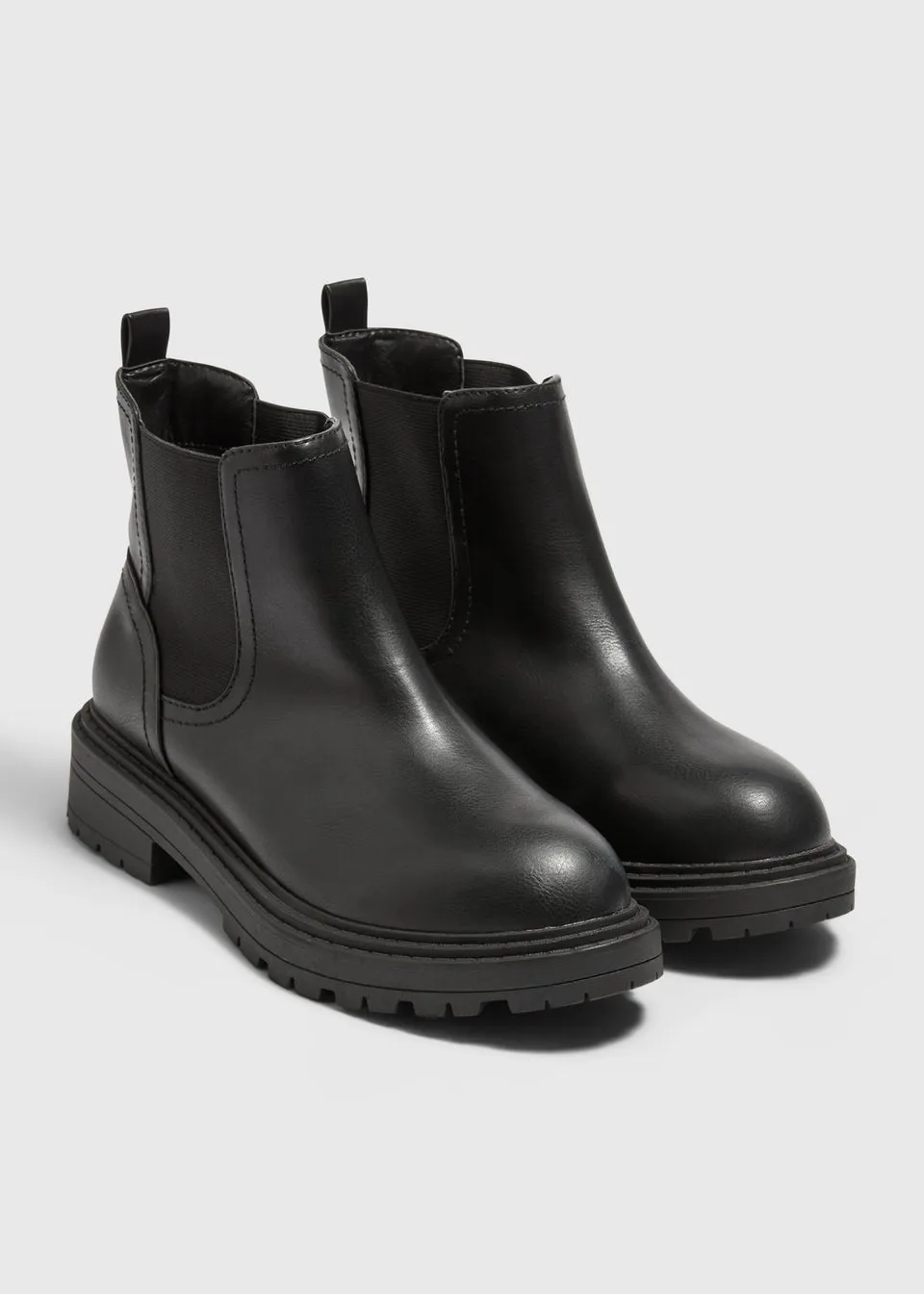 Black PU Chelsea Boots