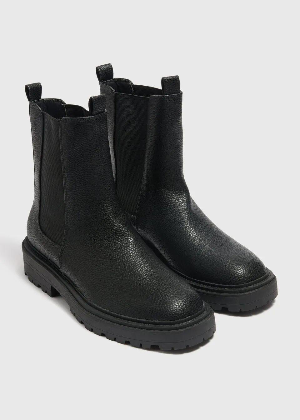 Black Textured Chelsea Boots