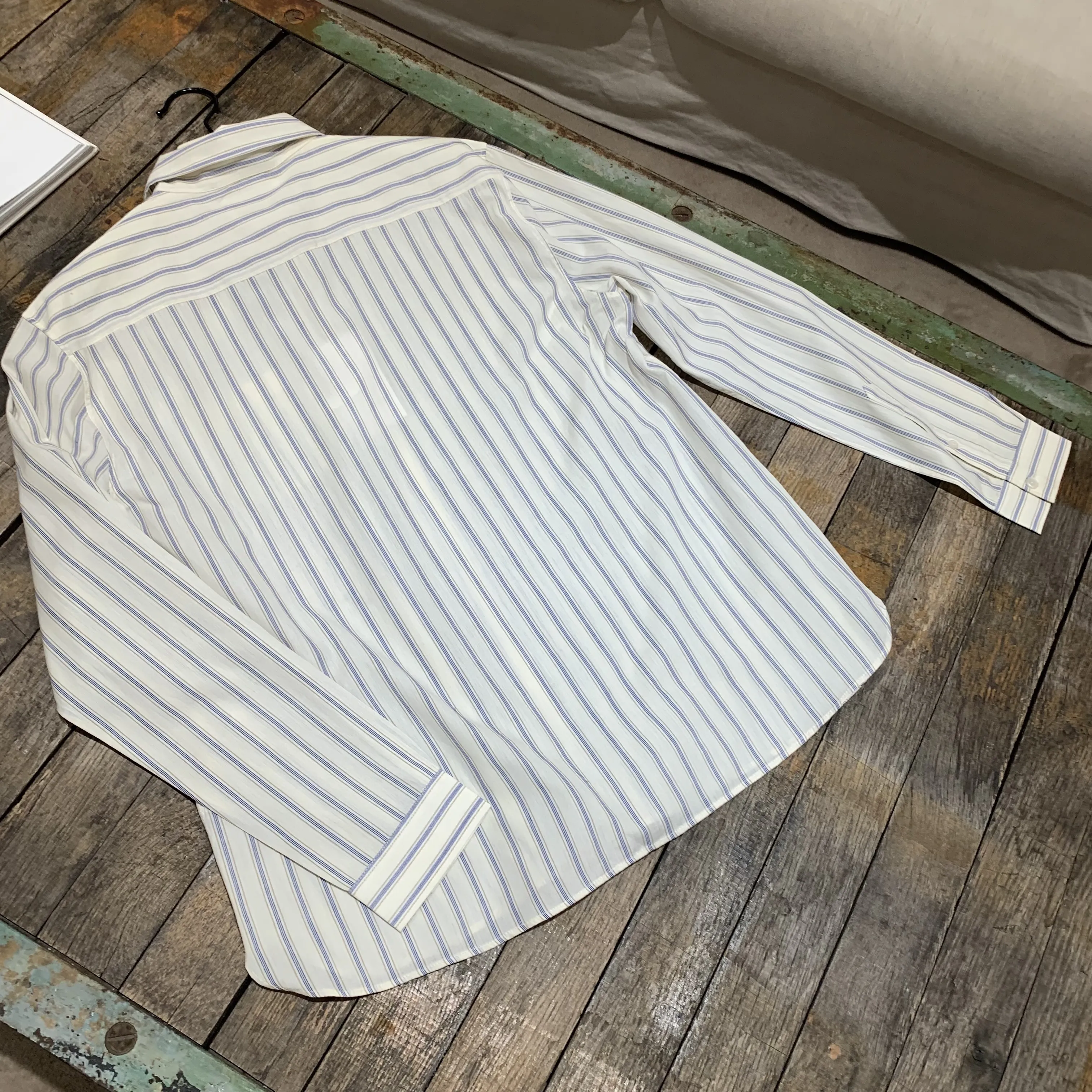 Bonpoint  |Off-white and blue striped shirt in cotton