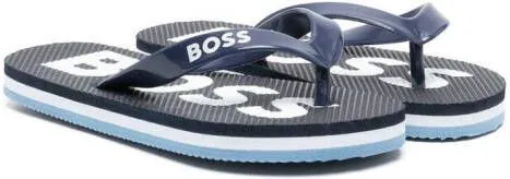 BOSS Kidswear logo-print flip flops Blue