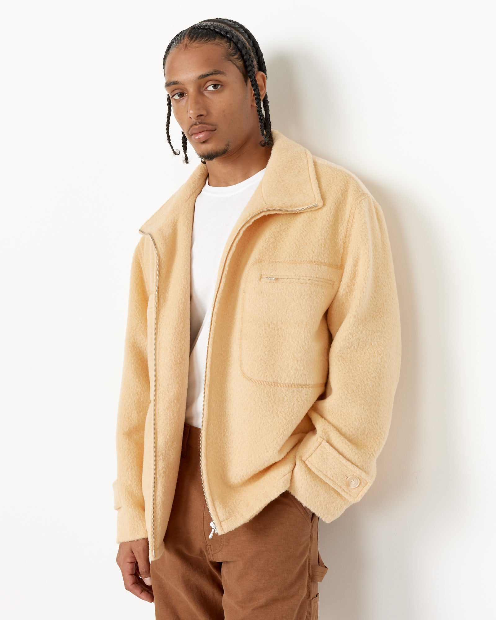 Brushed Mohair Jacquard Zip Blouson