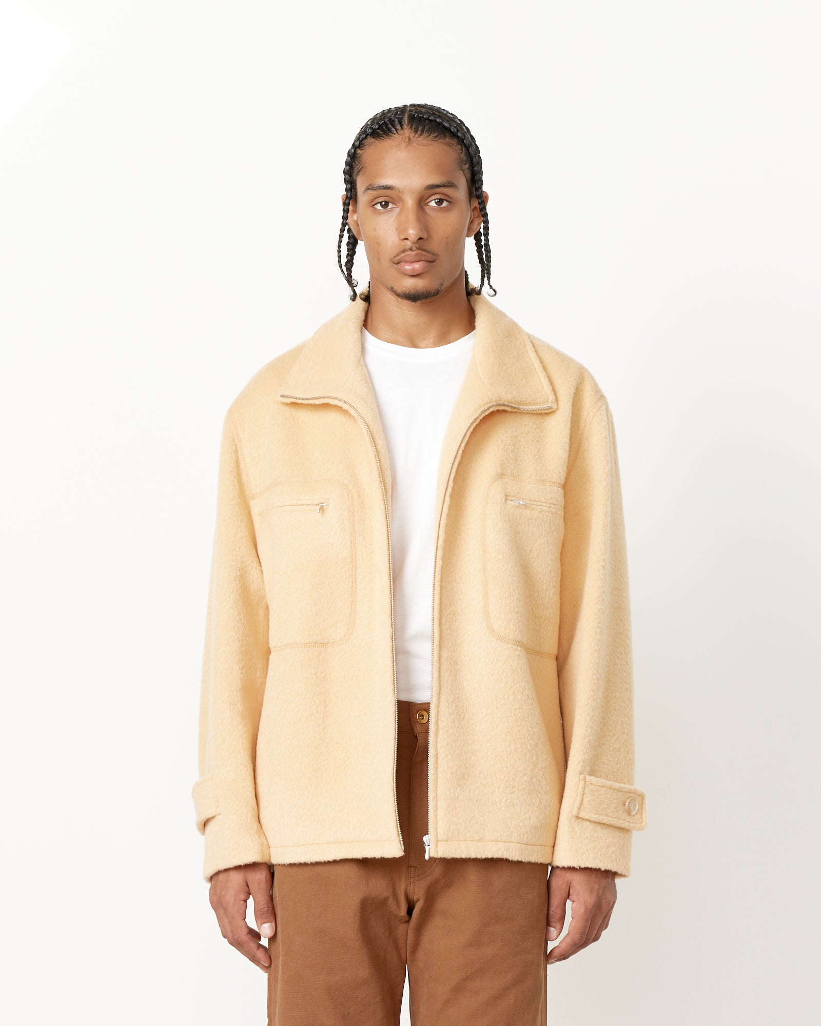 Brushed Mohair Jacquard Zip Blouson