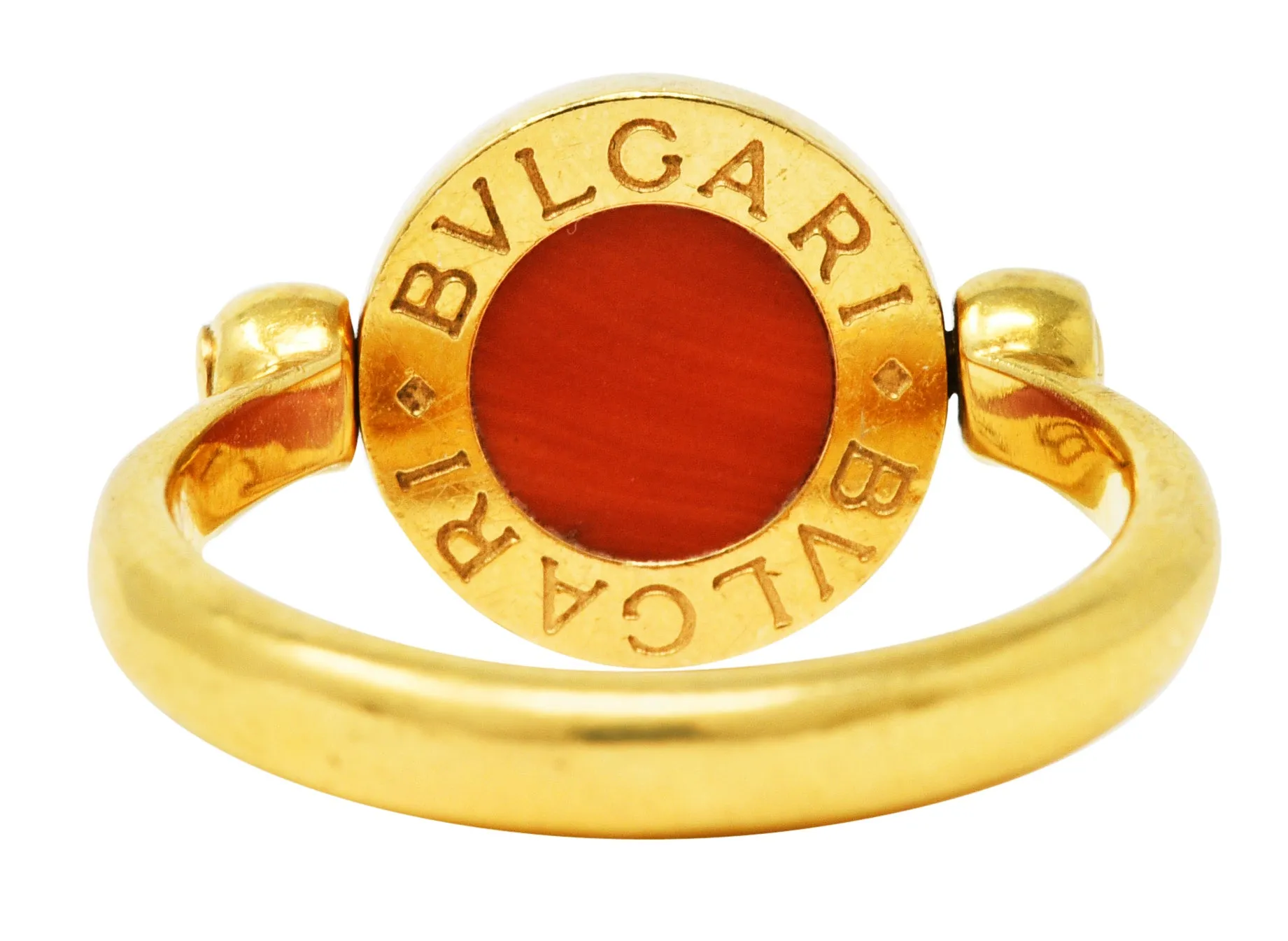 Bulgari Coral Onyx 18 Karat Yellow Gold Flip Band Ring