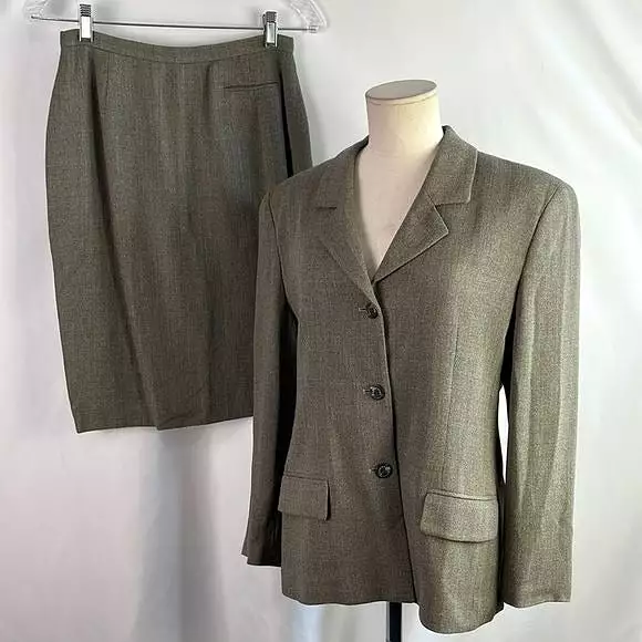 BurberryVintageOlive Jacket and Skirt Suit Set