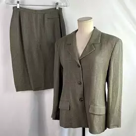 BurberryVintageOlive Jacket and Skirt Suit Set