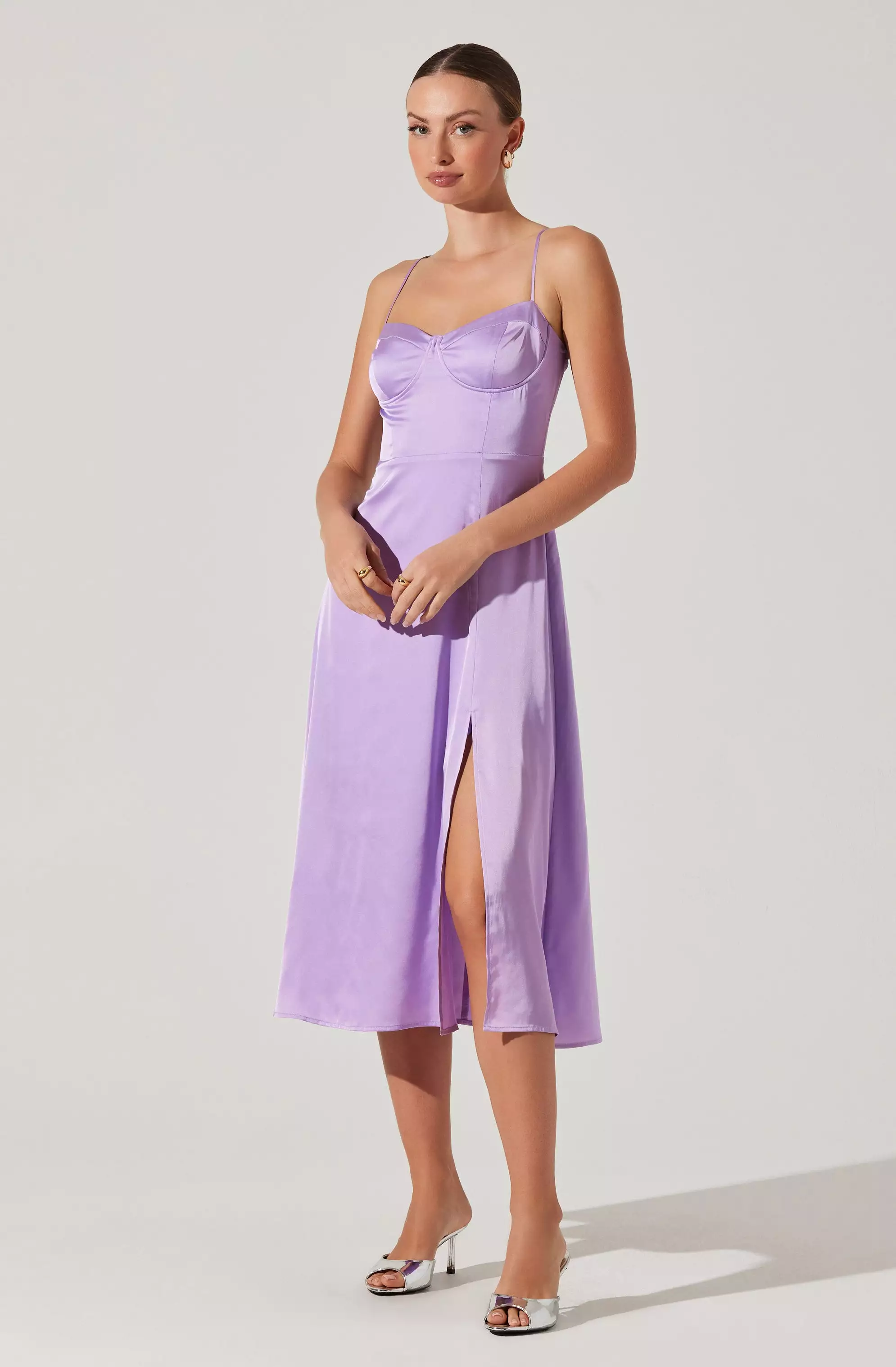 Bustier Satin Midi Dress