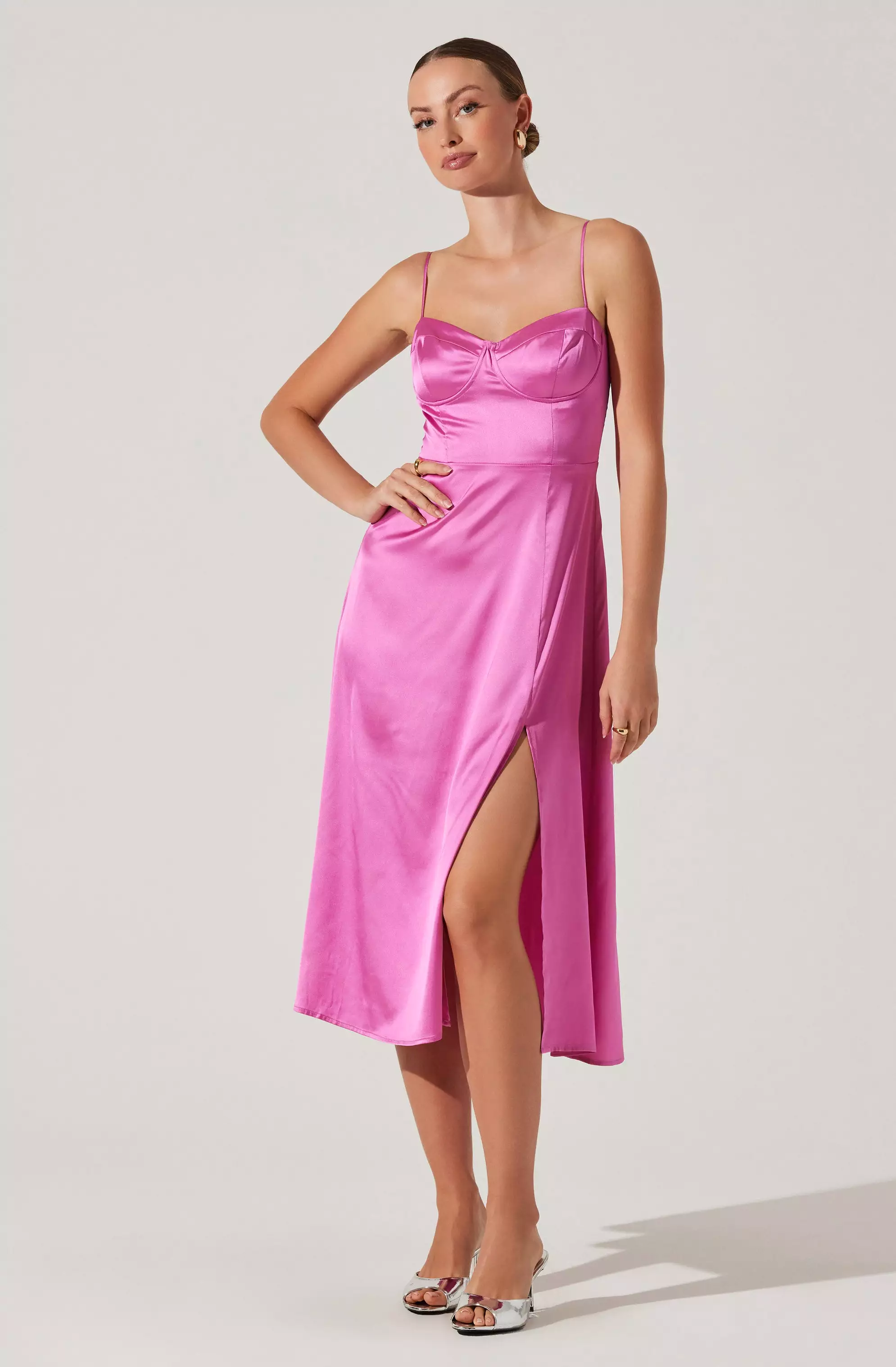 Bustier Satin Midi Dress