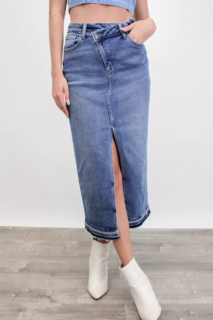 Carry On Denim Midi Skirt