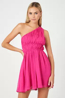 Chiffon One-Shoulder Mini Dress