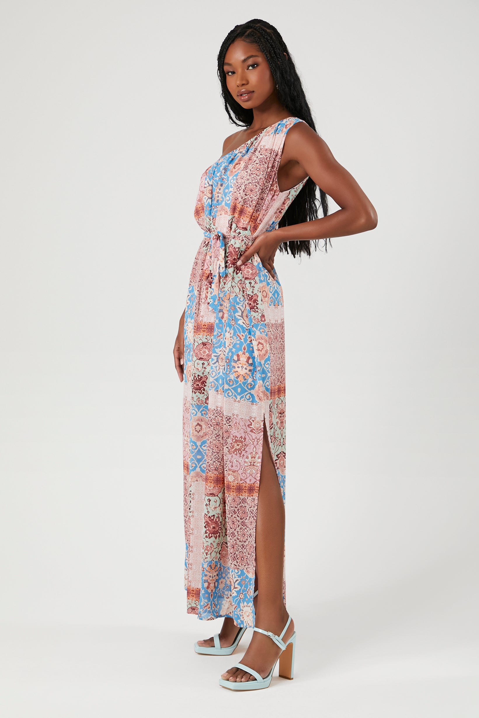 Chiffon Ornate One-Shoulder Maxi Dress