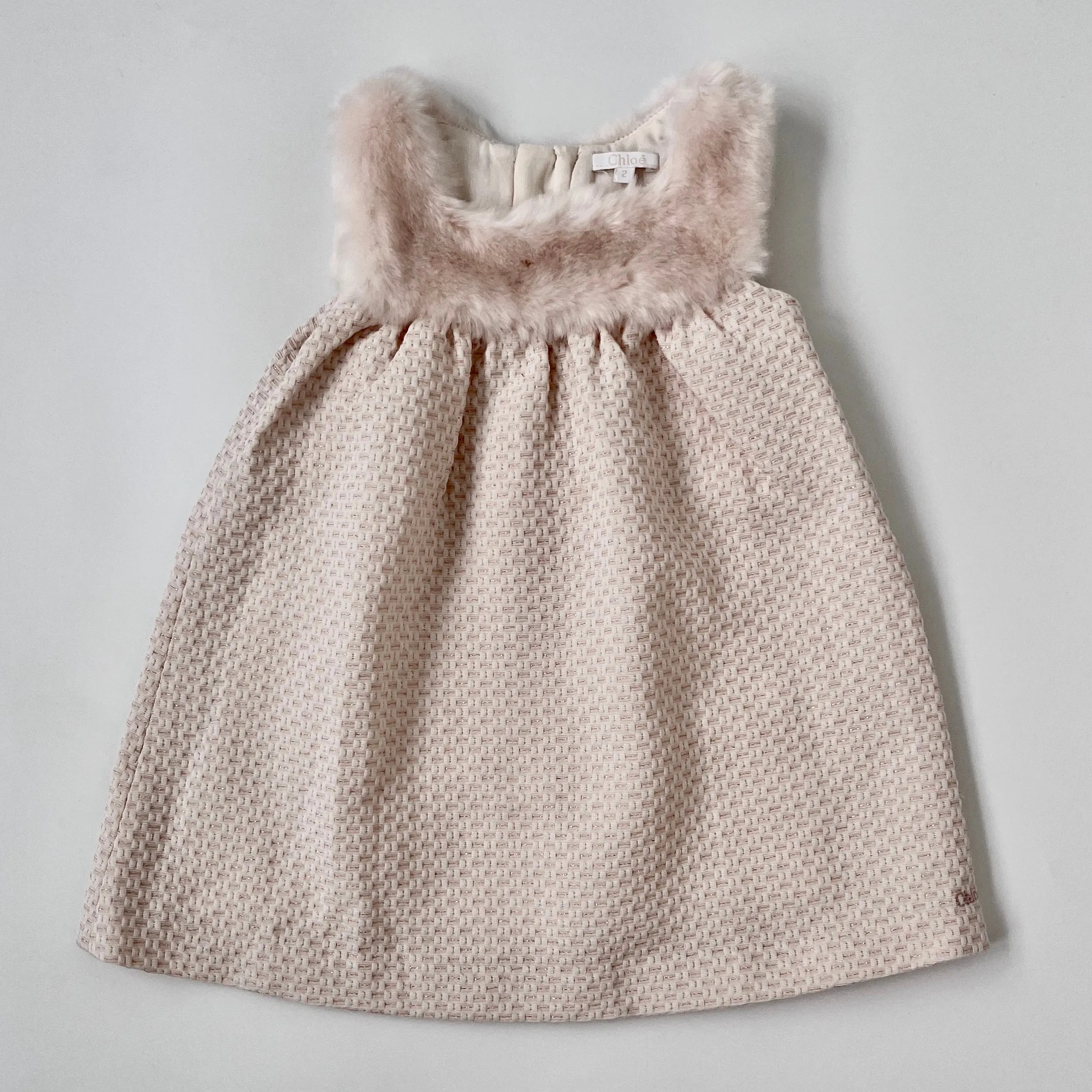 Chloé Blush Pink Dress With Faux Fur Trim: 2 Years