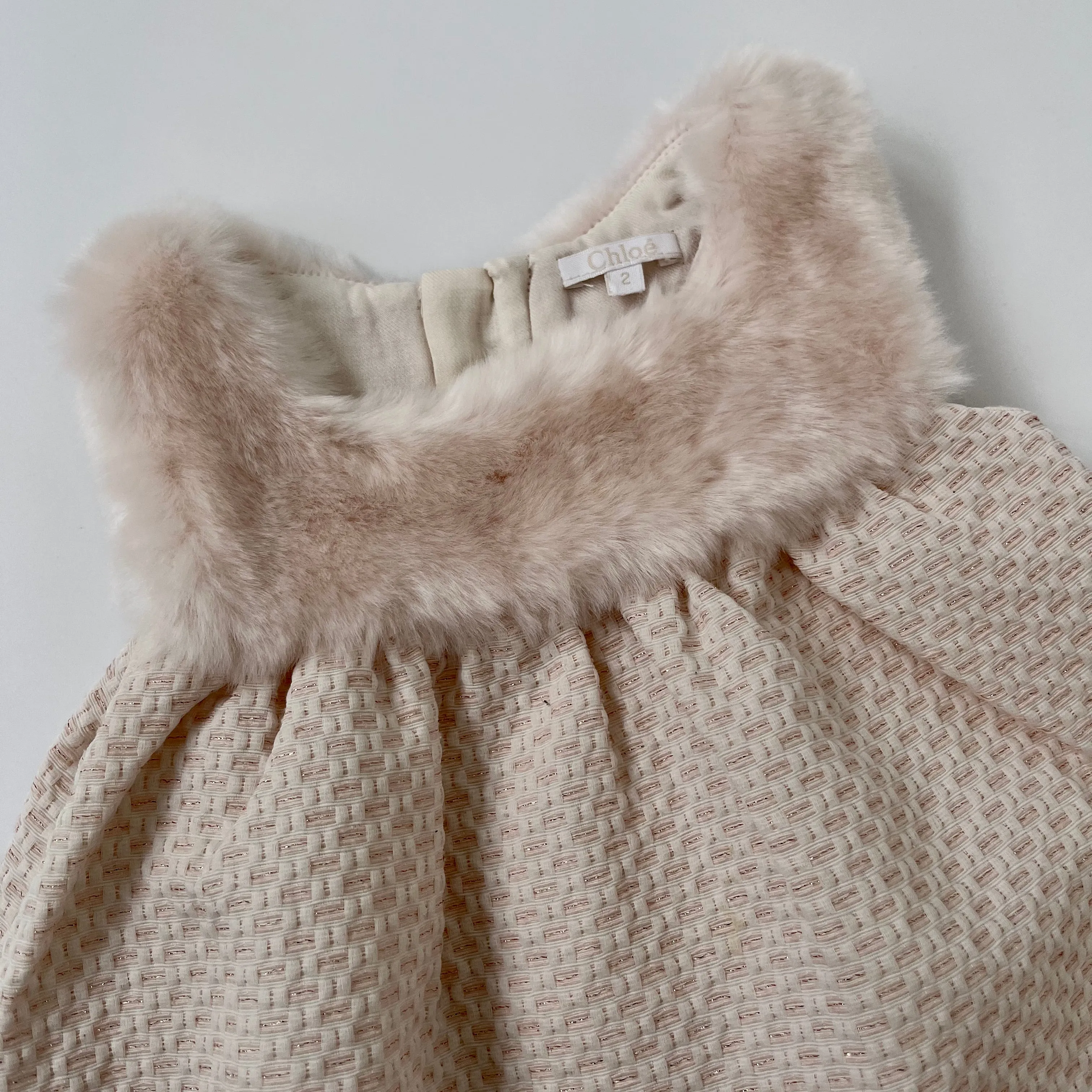 Chloé Blush Pink Dress With Faux Fur Trim: 2 Years