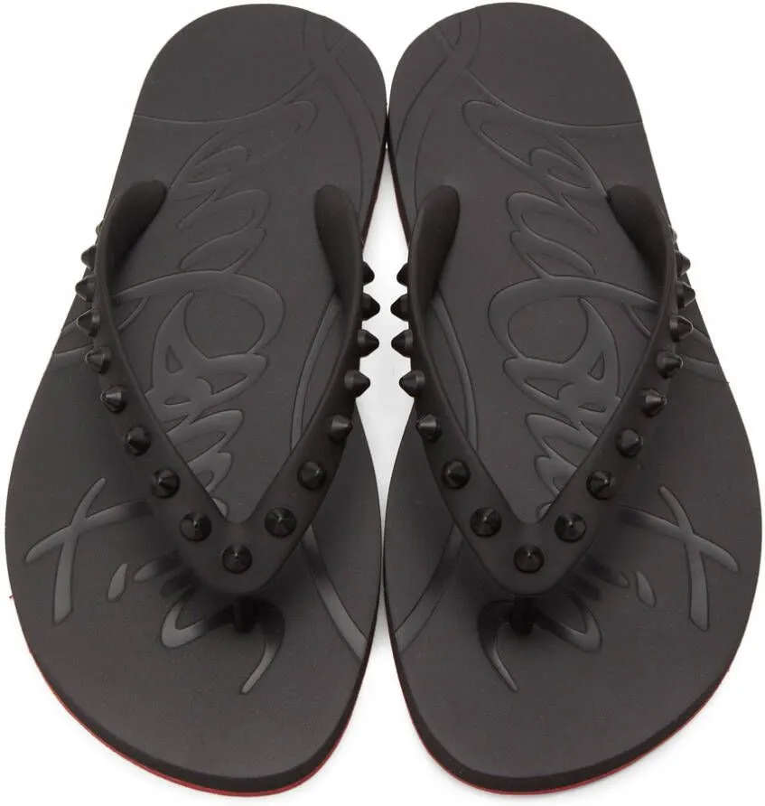 Christian Louboutin Black Loubi Flip Donna Flat Sandals