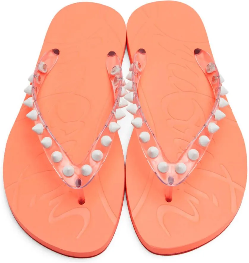 Christian Louboutin Pink Loubi Flip Spikes Donna Sandals