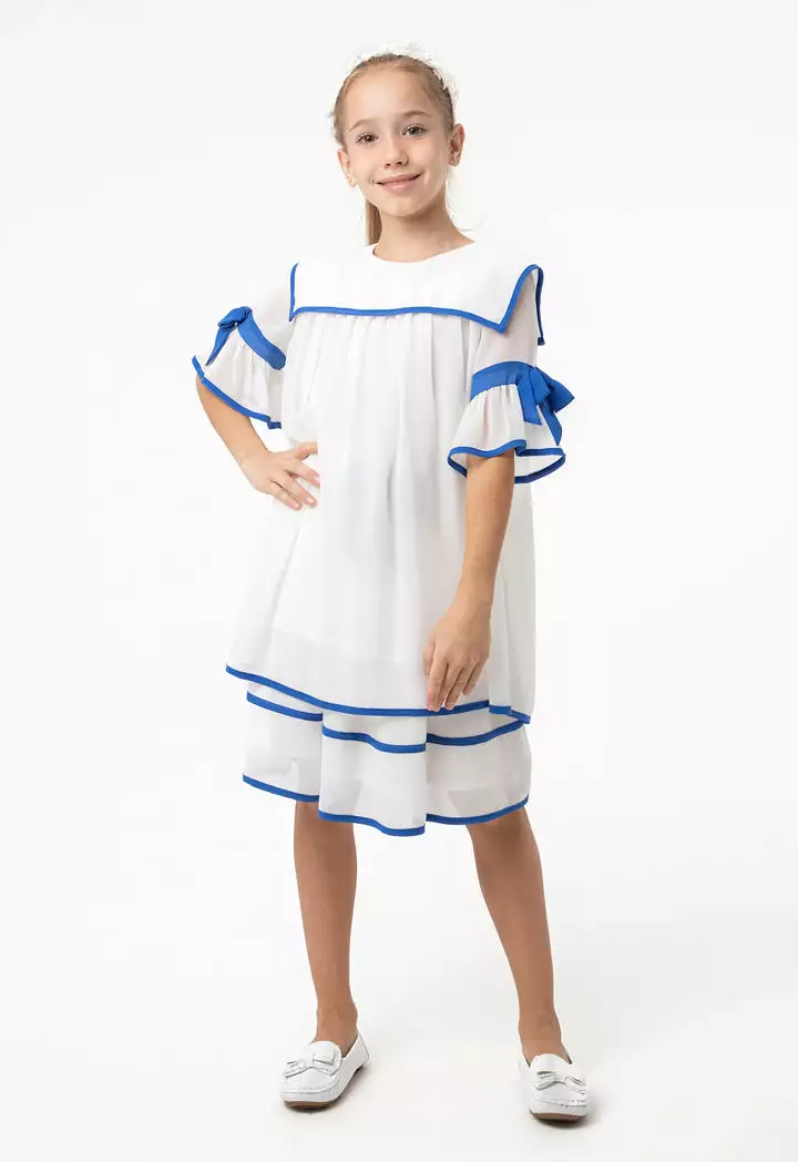 Contrast With Ribbons Blouse And Skirt Set