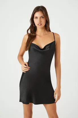 Cowl Neck Satin Slip Dress