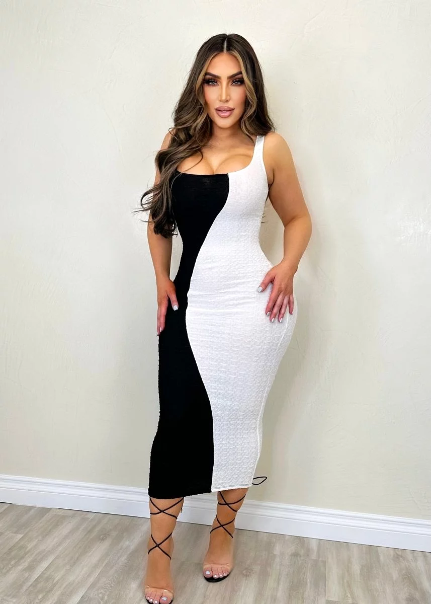 Currently Obsessed Dress White/Black