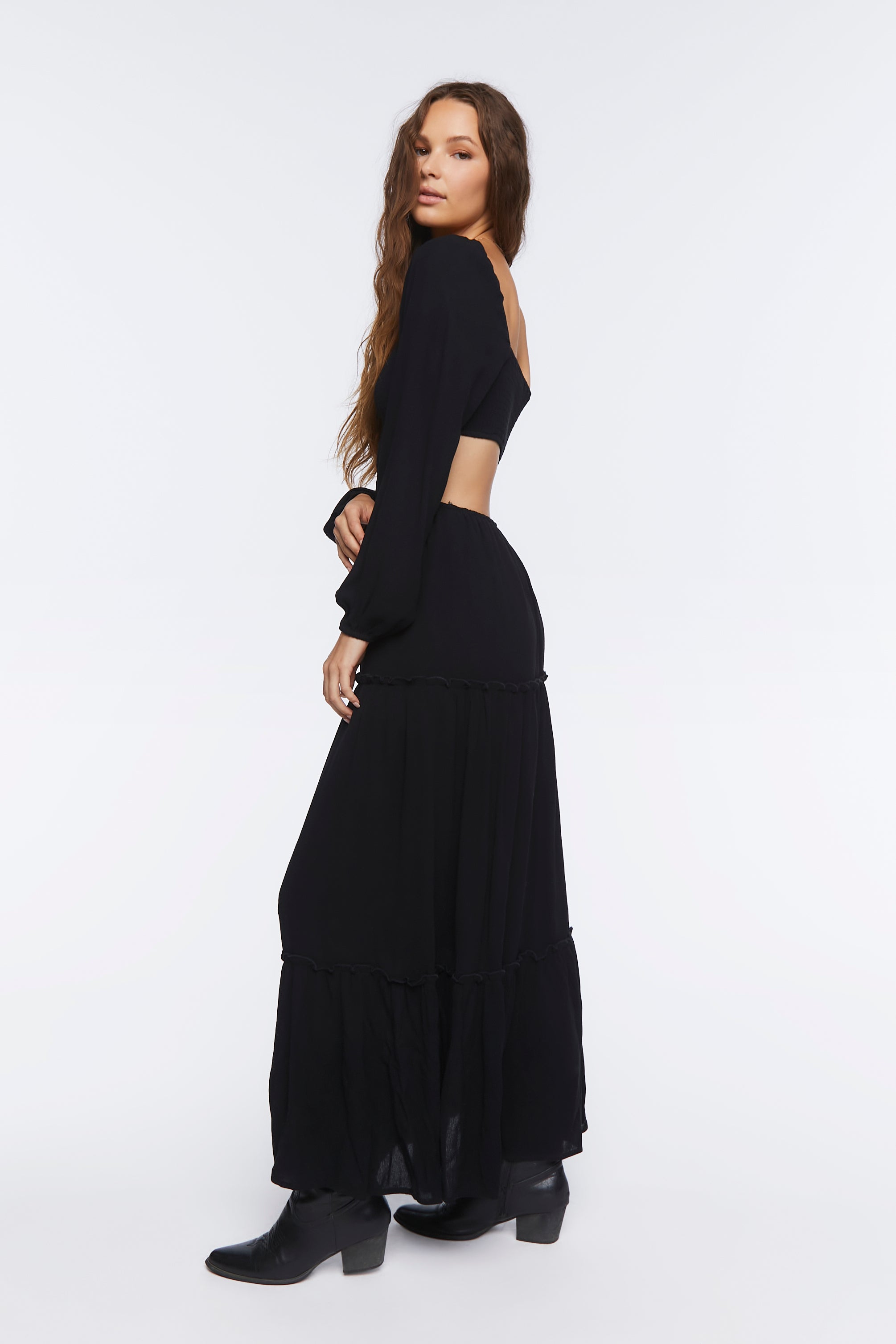 Cutout Maxi Peasant Dress