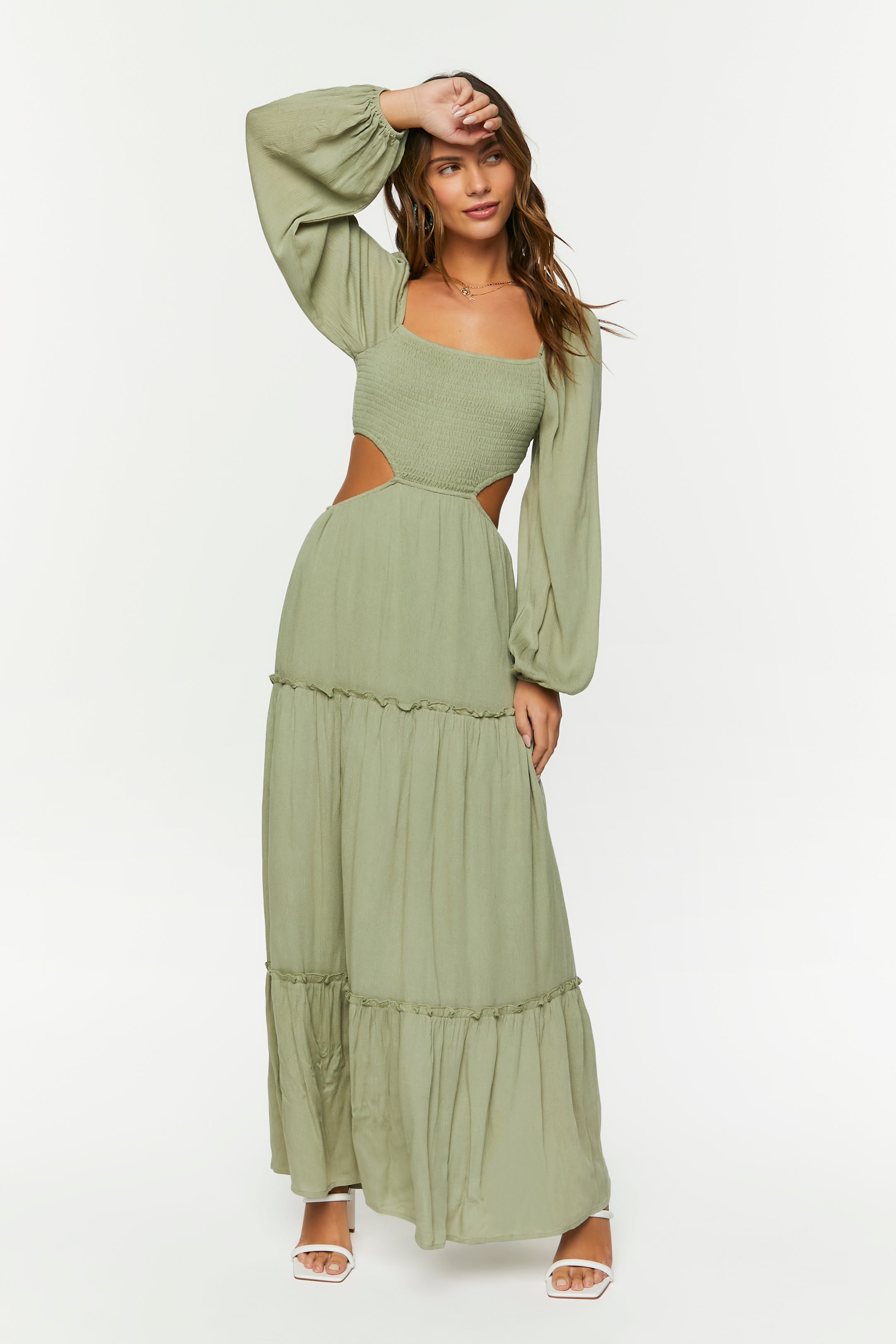 Cutout Maxi Peasant Dress