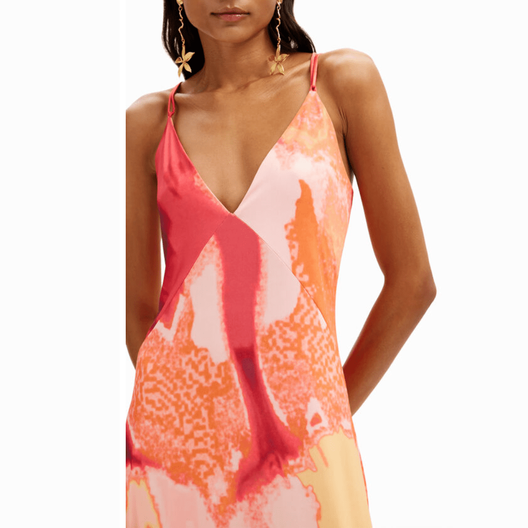 Desigual Out-of-focus Midi Slip Dress in Multi Color