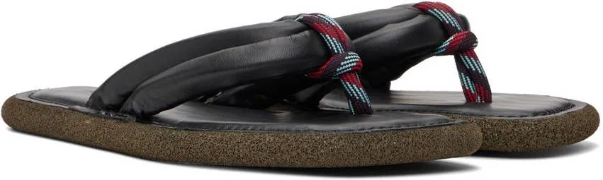 Dries Van Noten Black Knotted Flip Flops