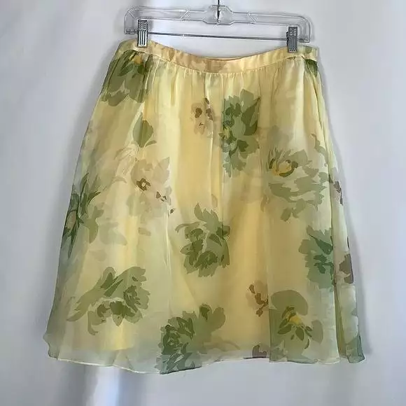 Escada Yellow Floral Print Skirt