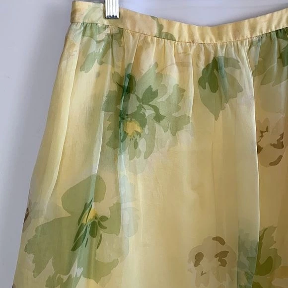 Escada Yellow Floral Print Skirt