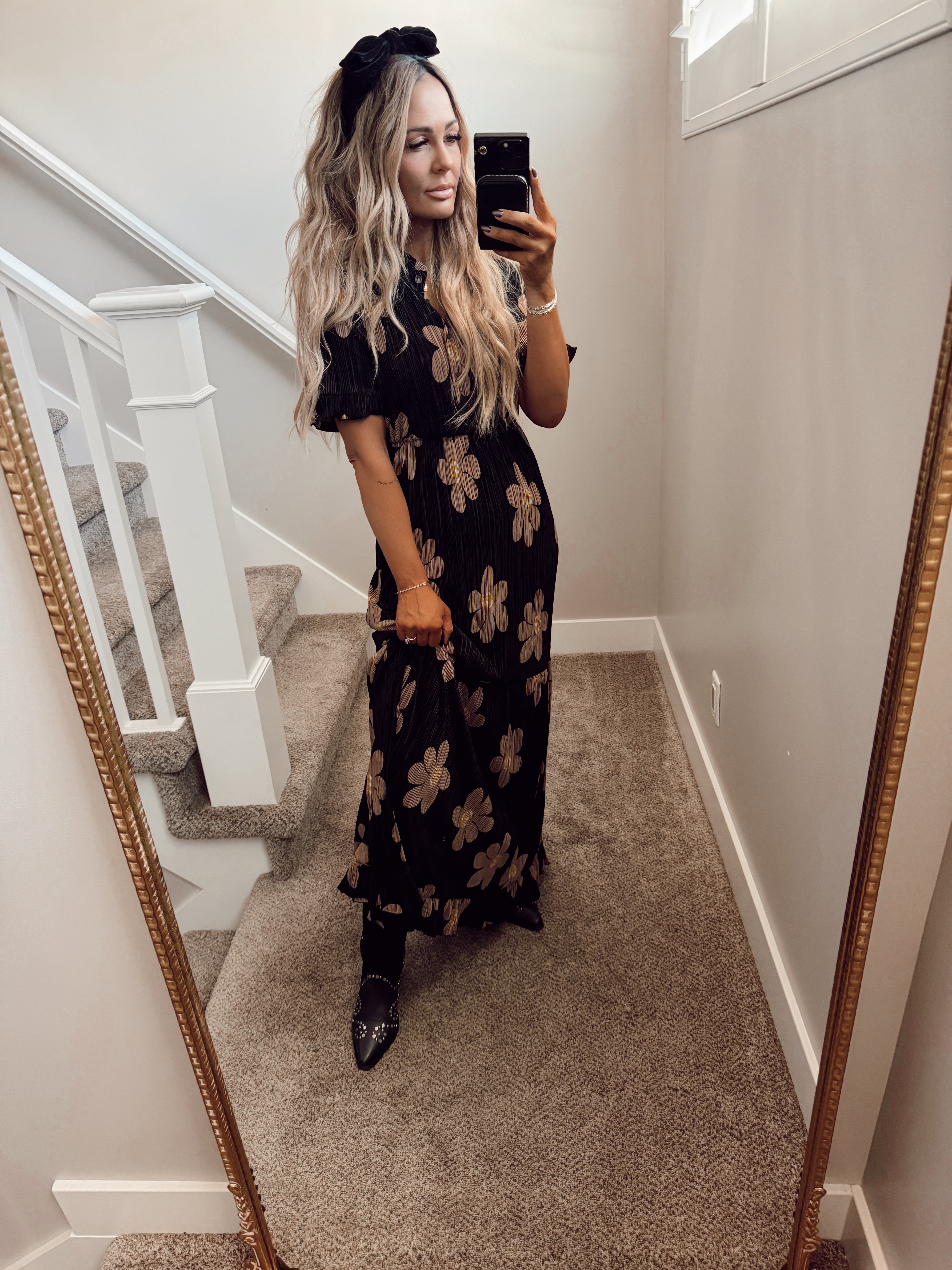 Fall floral maxi dress