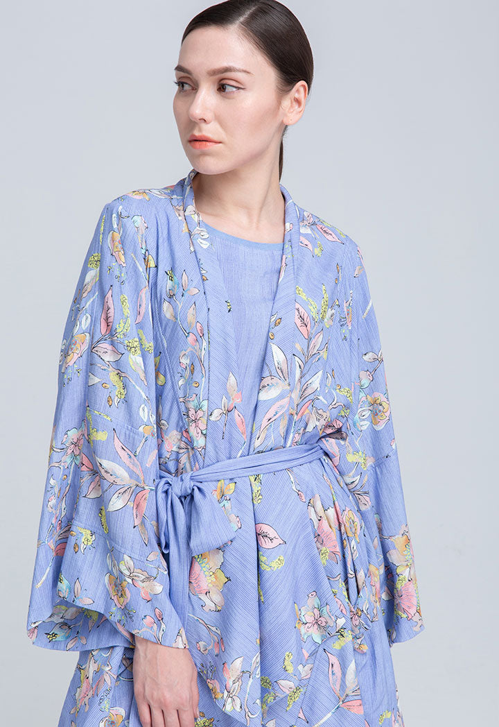 Folkloric Flow Print Wide Flap Kimono