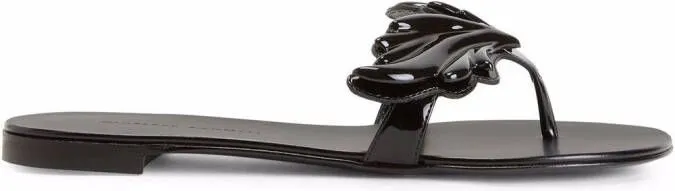 Giuseppe Zanotti Cruel patent-effect flip flops Black