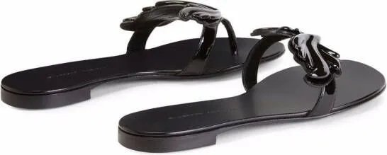 Giuseppe Zanotti Cruel patent-effect flip flops Black