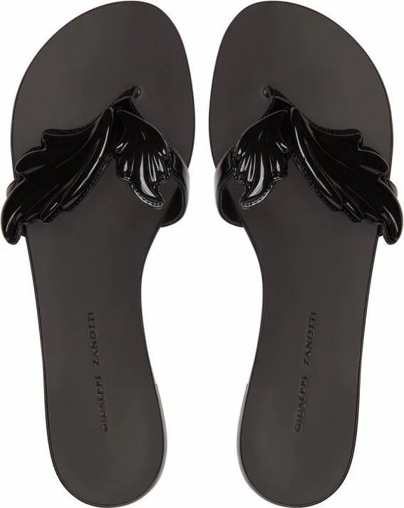 Giuseppe Zanotti Cruel patent-effect flip flops Black