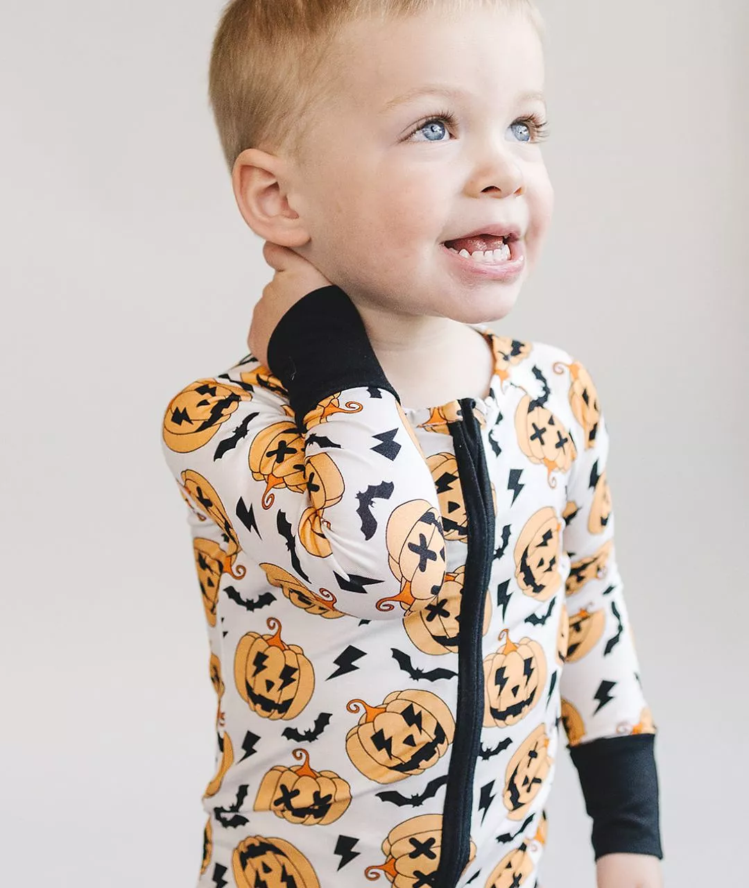 Halloween Bamboo Zip Romper | Black