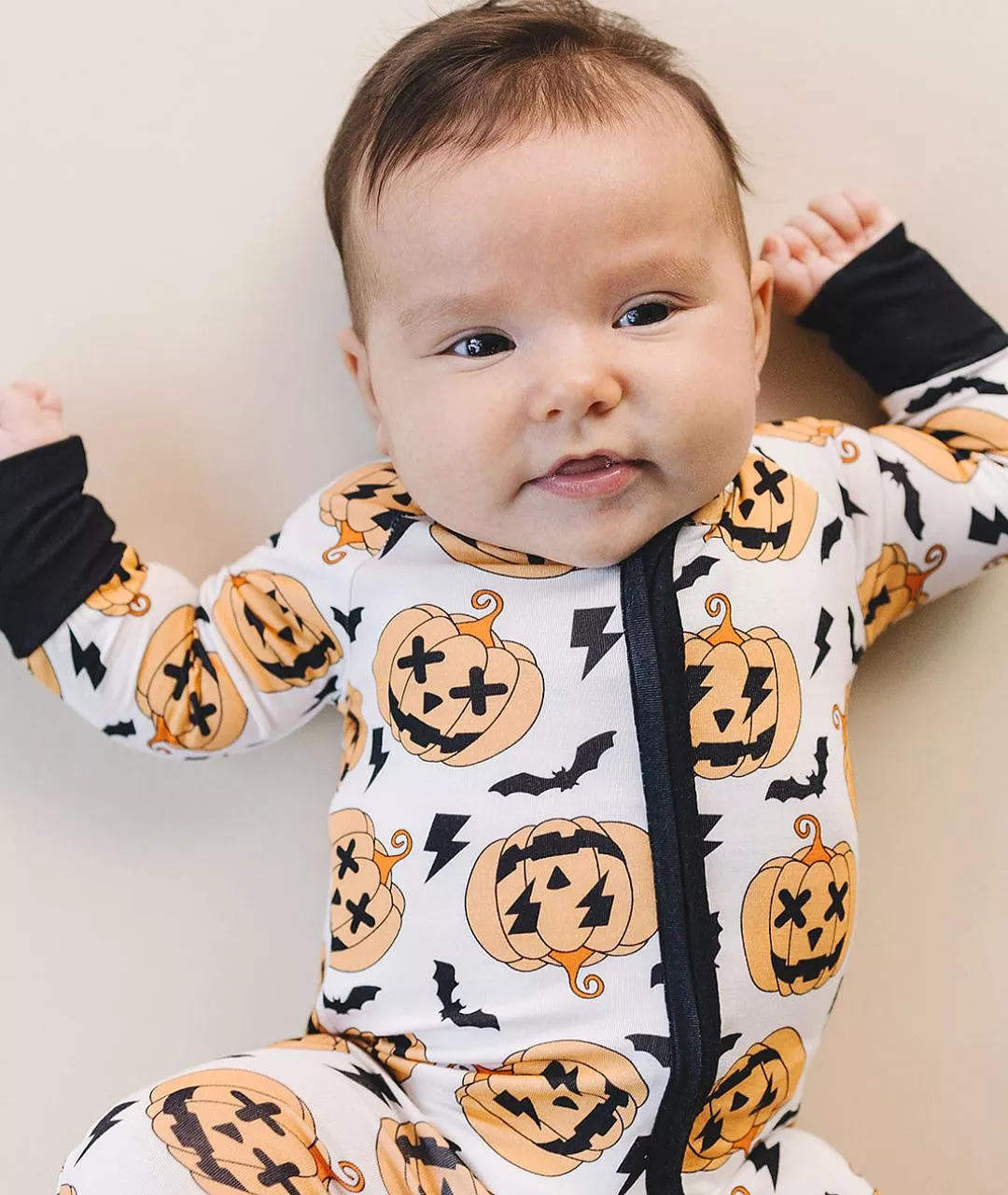 Halloween Bamboo Zip Romper | Black