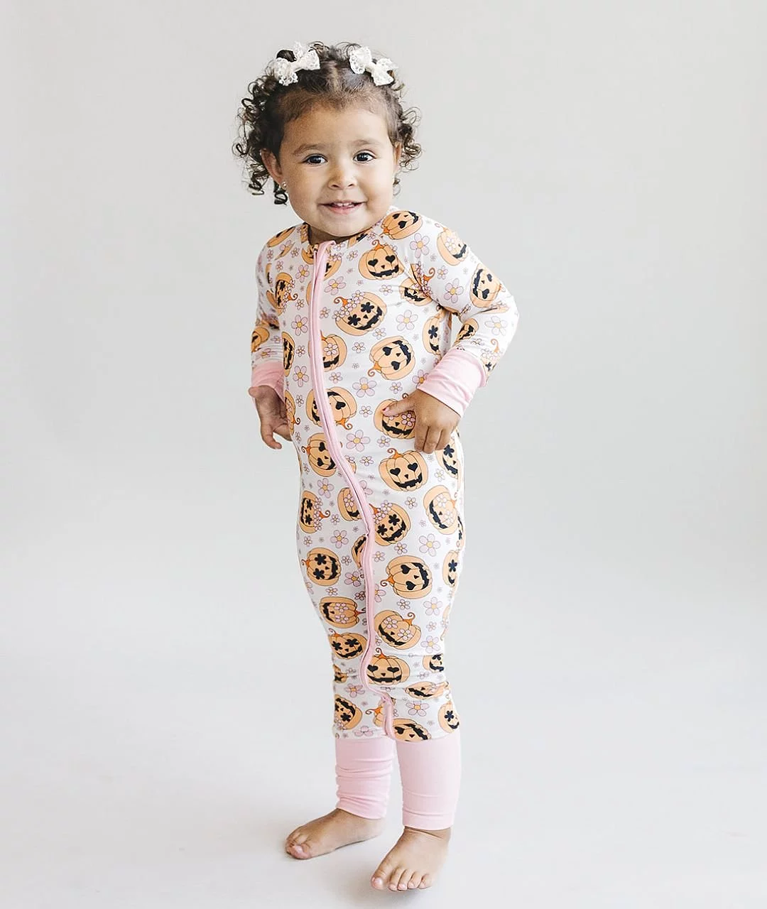 Halloween Bamboo Zip Romper | Pink