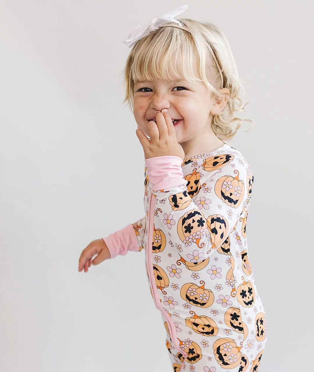 Halloween Bamboo Zip Romper | Pink