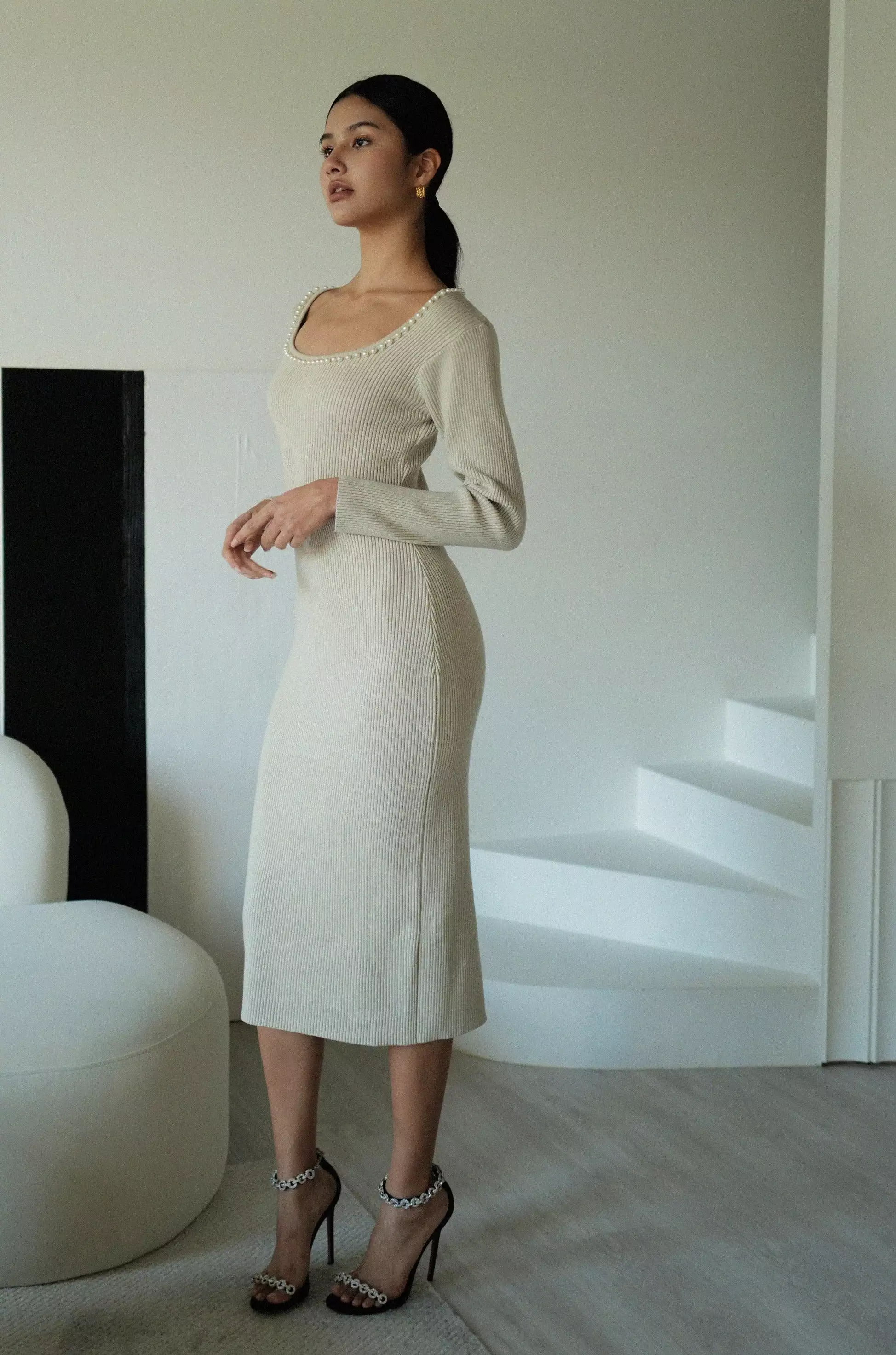 Hands to myself pearl knit dress