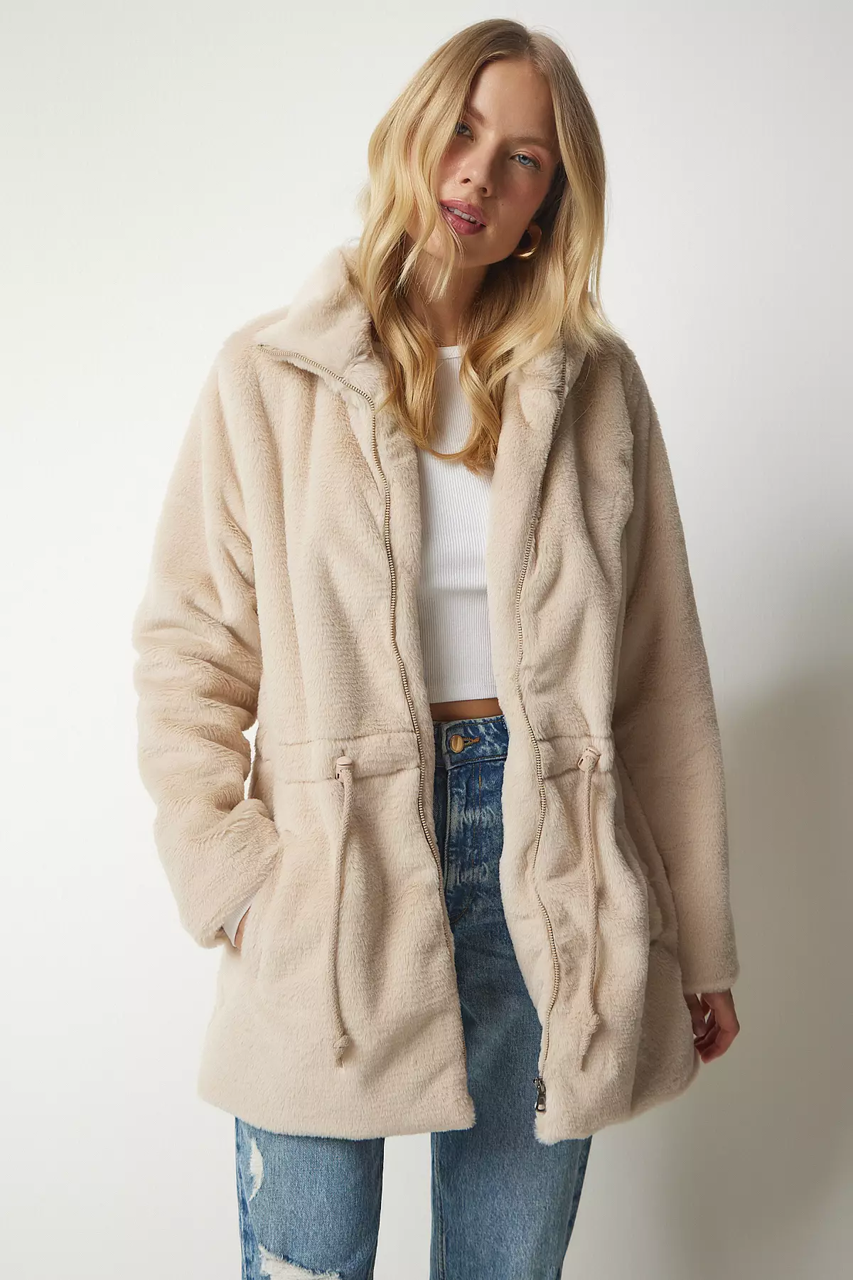 Happiness Istanbul Shearling Plush Coat